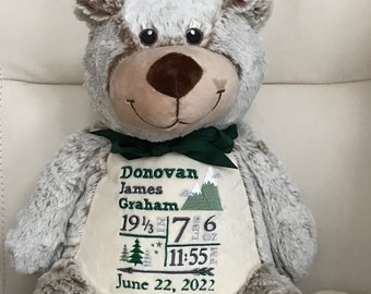 Personalized Stuffed Animal, Personalized Teddy Bear, Personalized Baby Gifts, Birth Announcement Gifts, Personalized gifts for kids,