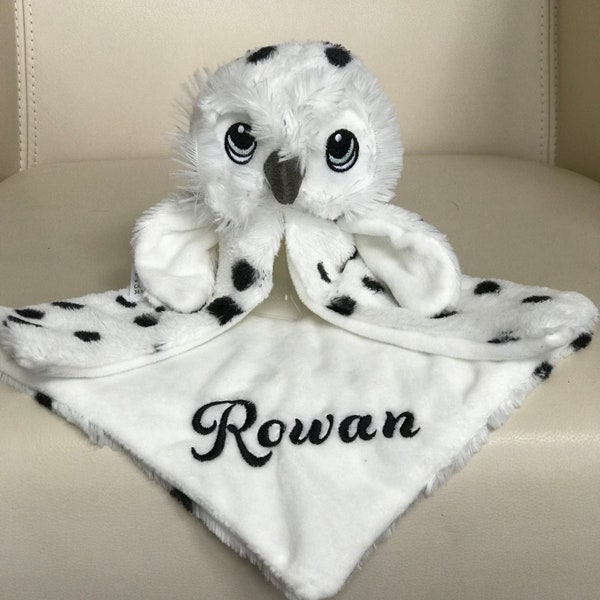 Personalized lovey, security blanket, Personalized owl lovey, personalized baby gift, baby lovey blanket, baby owl gift, owl gift, newbaby