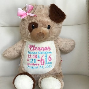 Personalized Stuffed Animal, Personalized Baby Gift,  Dog Gift, Birth Announcement Stuffed Animal, Dog Plush, Puppy Gift, Dog nursery decor