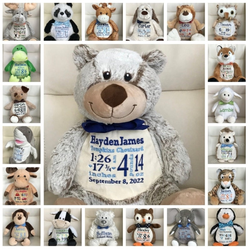 Personalized Stuffed Animal Personalized Baby Gift Birth Etsy