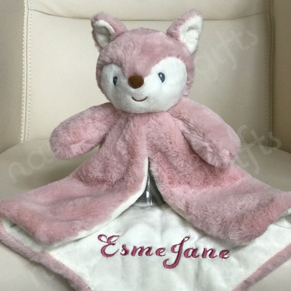 Personalized lovey, security blanket, Personalized baby fox lovey, personalized baby gift, baby fox baby gift, plush lovey, fox gifts