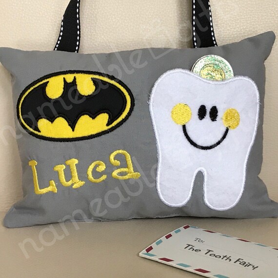 Batman SuperHero Blue Boys Tooth Fairy Pillow