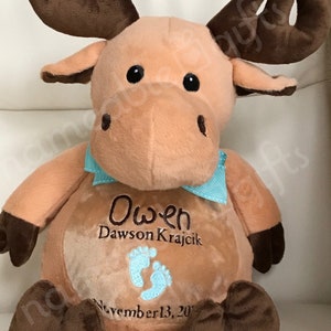 Personalized Stuffed Animal, Personalized Moose, Personalized Baby Gifts,  Moose Gifts, Birth Announcement Gifts, Moose Stuffie, Moose