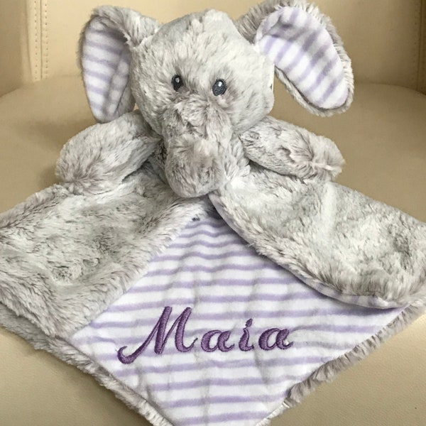 Personalized lovey, security blanket, Personalized elephant lovey, personalized baby gift, animal blanket, elephant baby gift, plush lovey