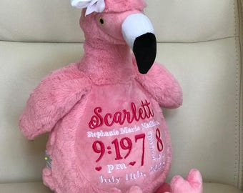 Personalized Stuffed Animal, Personalized Flamingo, Gifts for Baby, Birth Announcement Gift Stuffed Animal, Flamingo gifts, Flamingo,