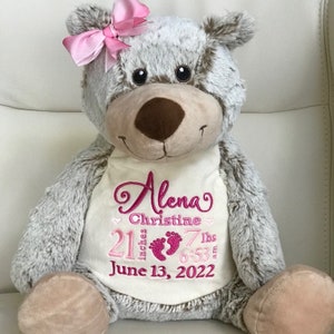 Personalized Stuffed Animal, Personalized baby gift, Personalized bear, Birth Announcement, New Baby Gift, Birth stats keepsake, Baby Gifts