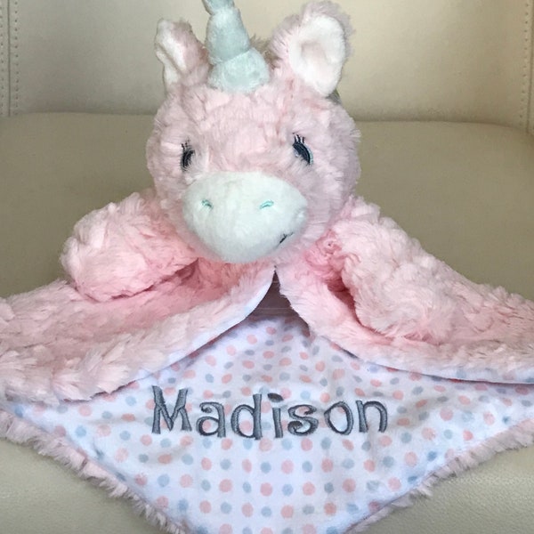 Personalized lovey, security blanket, Personalized unicorn lovey, personalized baby gift, animal blanket, baby unicorn gift, plush lovey