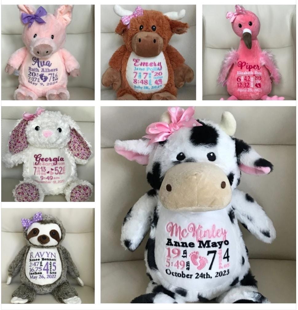 Personalized Stuffed Animal, Personalized Baby Gift, Birth