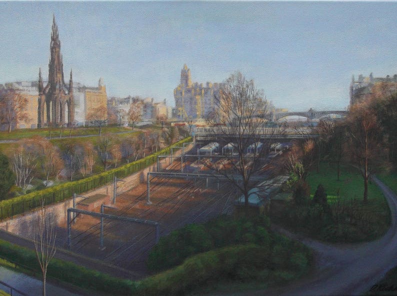 Waverley Station, Princes Street, Edinburgh. Original Painting. image 1