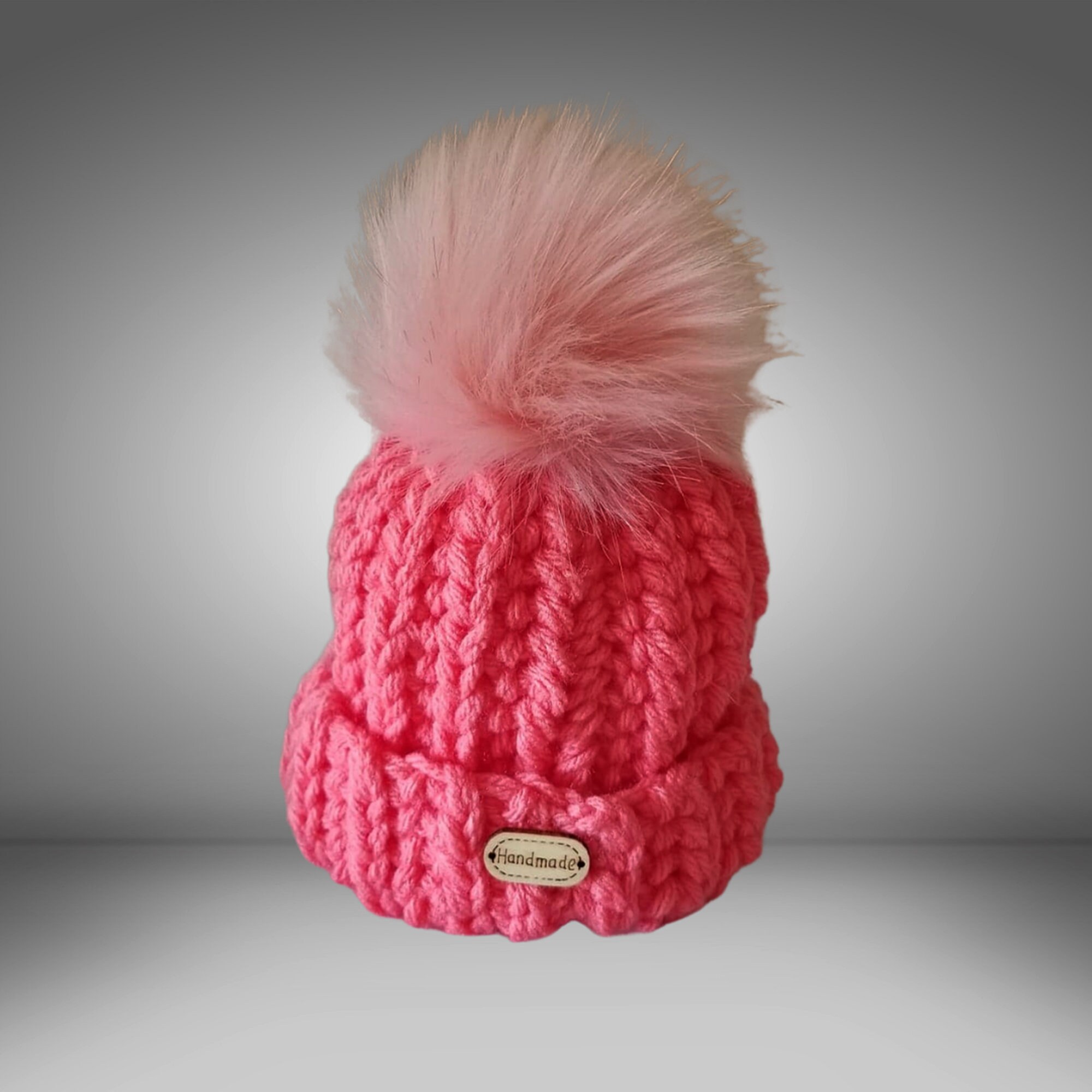 Baby Pink Hat Set Fur pompom hat Baby mittens Crochet Baby Etsy