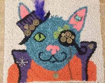 Cat & Mouse Animal Rug Hooking PATTERN ONLY on Linen Designed - Etsy