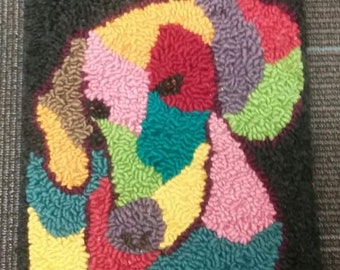 Rug Hooking Pattern Multi COLOUR DOG on PAPER 12" x 15.5"