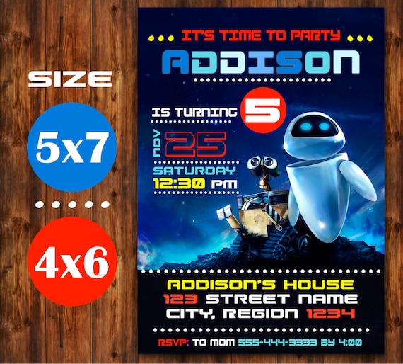 wall e invitation wall e birthday invitation wall e etsy
