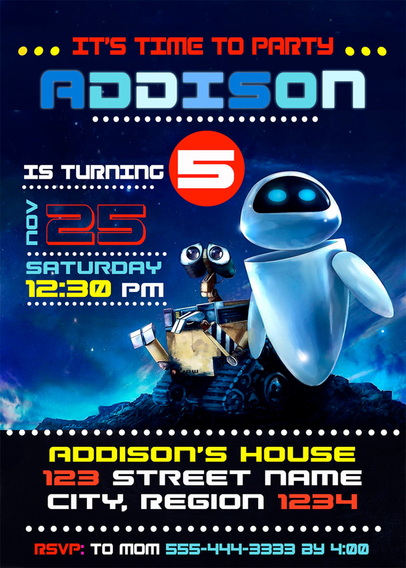 Wall E Invitation Wall E Birthday Invitation Walle Etsy