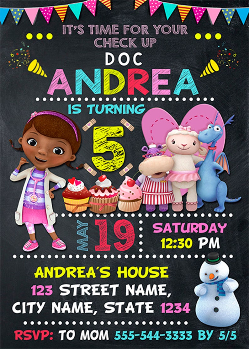 Doc Mcstuffin Invitation Doc Mcstuffins Birthday Invitation Etsy
