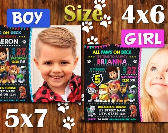 Paw Patrol Invitation, Paw Patrol Birthday Invitation, Paw Patrol Birthday Party, Paw Patrol Invitation With Photo.