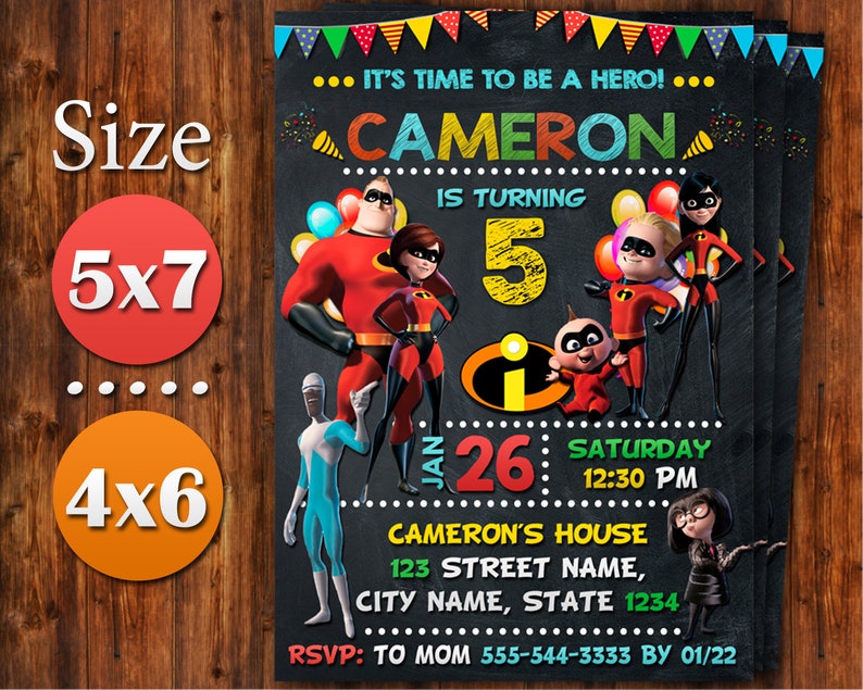 The Incredibles Invitation The Incredibles Birthday Etsy
