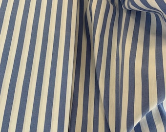 Thin Cotton with elastane Light blue/white stripes Cotton Fabric 100 x150 cm from Italy , fashion cotton for dress, skirt, trousers, blouse