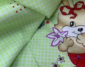 100% Cotton Fabric Little elephants under an umbrella on a green background ,Children pictures Pure Fabric 100 x220 cm for bed clothes