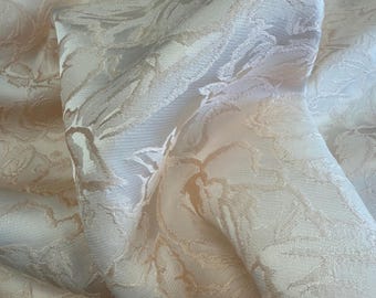 Light peach Pure Silk /viscose fabric Jacquard Print silk 50x140 cm from Italy for dress,blousier,suit, floral jacquard fabric, wedding sil