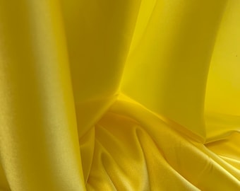 Pure silk with elastane bright yellow color, natural fabric bright color by 1/2 yard from Italy, pure silk for dress, blouse or skirt