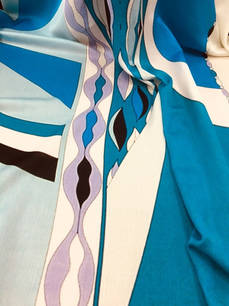 Reaped Pure silk 50x140 cm Blue White abstract print bright colorful silk fabric Bright color for dress shawls blouse