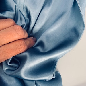 Dusty blue with gray tone Mulberry Silk Fabric with elastane sleep masks, hair scrunchy 55 inch wide by the half a yard