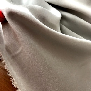 Pure silk satin elastane Pearl (light grey) color -140 cm wide by 50 cm