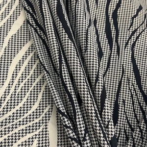 Jacquard Stretch Double Face Fabric animal print Cotton  Elastane Fabric  Off white  Black  fabric  for dress, skirt, summer coat  by Yard