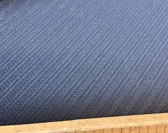 Fashion Dark blue wool with a slanted stripe, dark blue fabric perfect quality wool for suits, dress, skirt or trousers by yard.