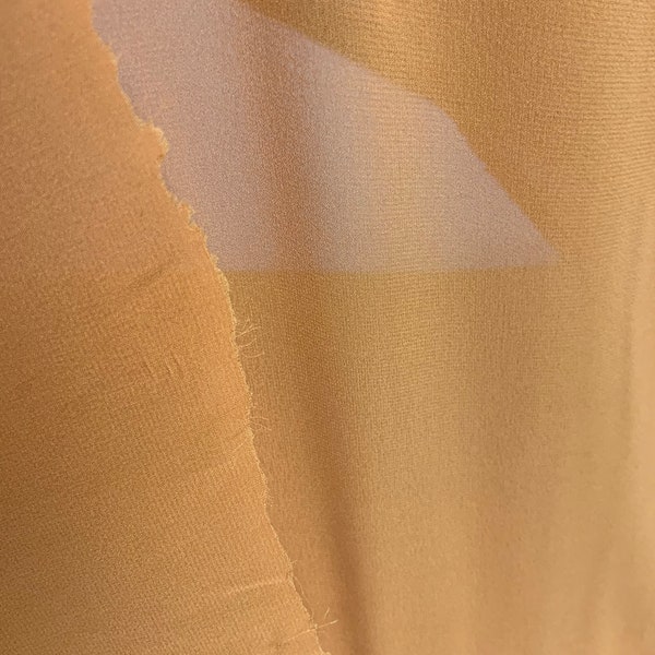 Dark yellow natural crepe silk with elastane Italy natural fabric 50x150 cm