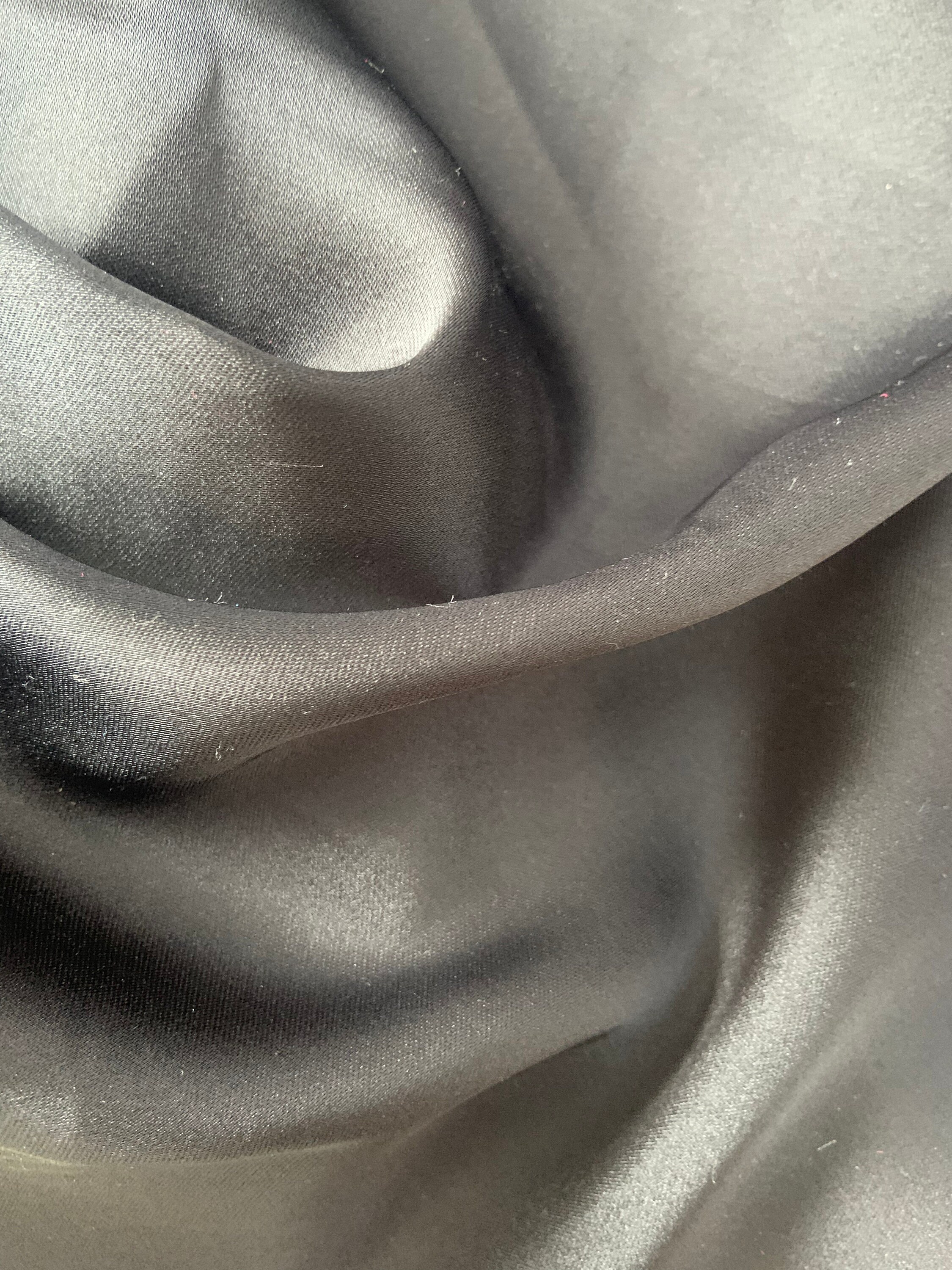 Black Heavy Double Face Satin Fabric, Super Quality Polyester Silk ...