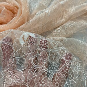 French light Peach Lace ,Lingerie Lace, Chantilly Lace,lace for dance 100cm X 140cm image 4