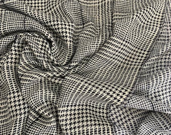 Soft Fabric check print  Crème with  Black colour  fabric  for dress, skirt, trousers by Yard