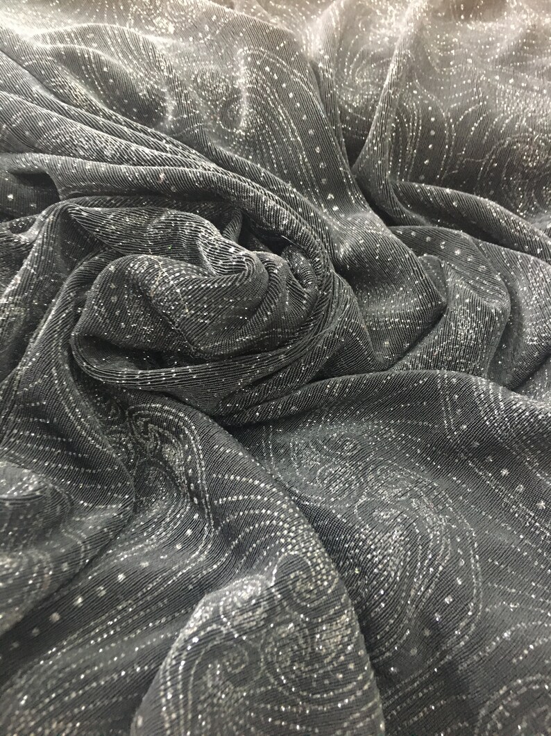 elastic Black with Lurex Fabric by yard Smart Jersey fabric for dress