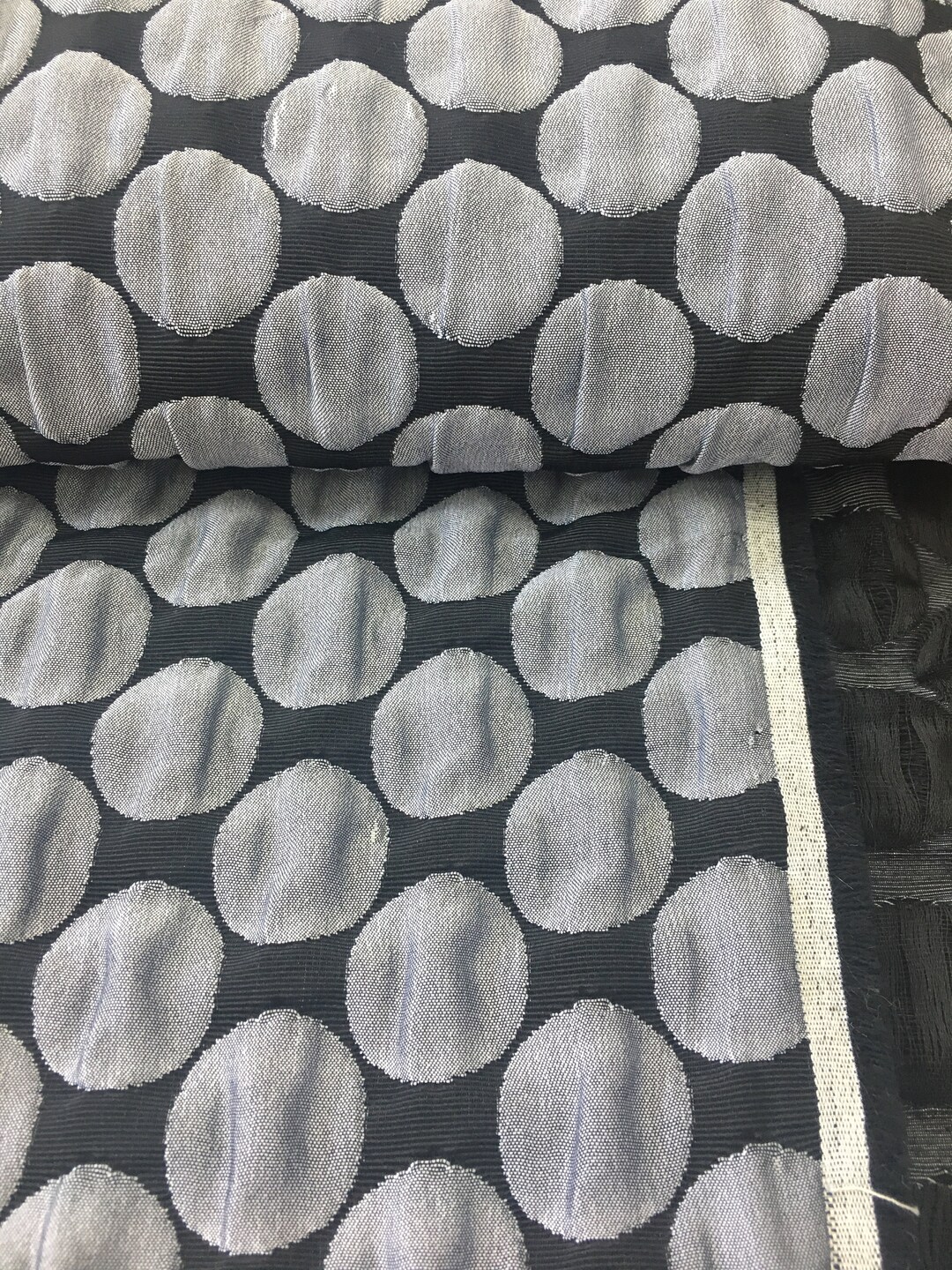 Jacquard Fabric Black With Big Peans Grey Circle Print Coat Fabric - Etsy