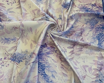 Light violet Silk Twil shawl 100x100 cm, pure silk scarf floral print ,famous brand print silk twill scarf, famous print Italy fabric shawl