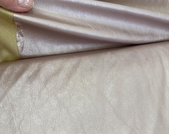 Thin, soft, elastic eco leather pink pearls color by Yard for dress, jackets or trousers