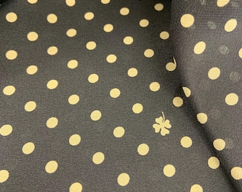 Black pure crepe fabric With Cream small Polka Dots, pure silk famous brand from Italy, thin pure silk by 50 cm(140 cm width)