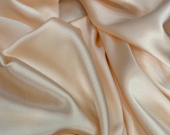Mulberry Silk Fabric with elastane, light peach color 1224 pure silk 55 inch wide by the half a yard Silk from Italy