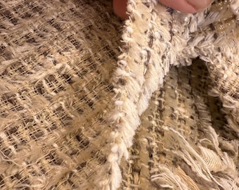 1/2 yard fashion Italy Tweed fabric brown with light beige check BOUCLE fabric 50 cm X 150 cm