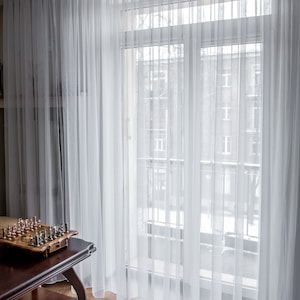 Modern Light Curtain White semi-sheer curtain fabric voile Farmhouse/Country/Cottage/Cafe window decor Curtains of the linen look