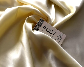 Light Yellow Pure silk with elastane fabric Italy plain dyed fabric 138cm (54") wide by the Yard silk fabric Vanilla 1224 color