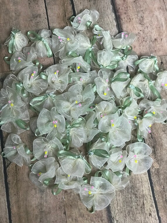 50 Ivory Organza Flowers. Organza Ribbon Flowers. Flowers. - Etsy