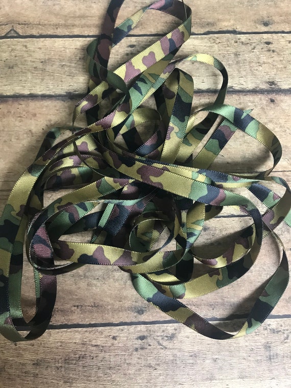 25 yds satin camo ribbon. Double face satin ribbon in camouflage. Ribbons