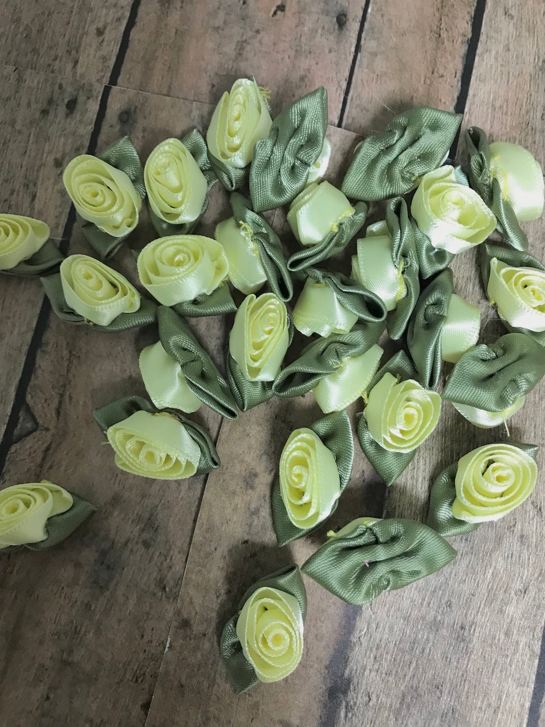 Yellow Roses. 25 Satin Yellow Ribbon Roses. Roses. - Etsy