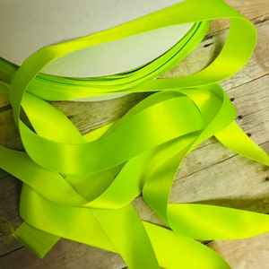5 yds of 7/8” neon lime satin ribbon. Neon ribbon. Ribbon.