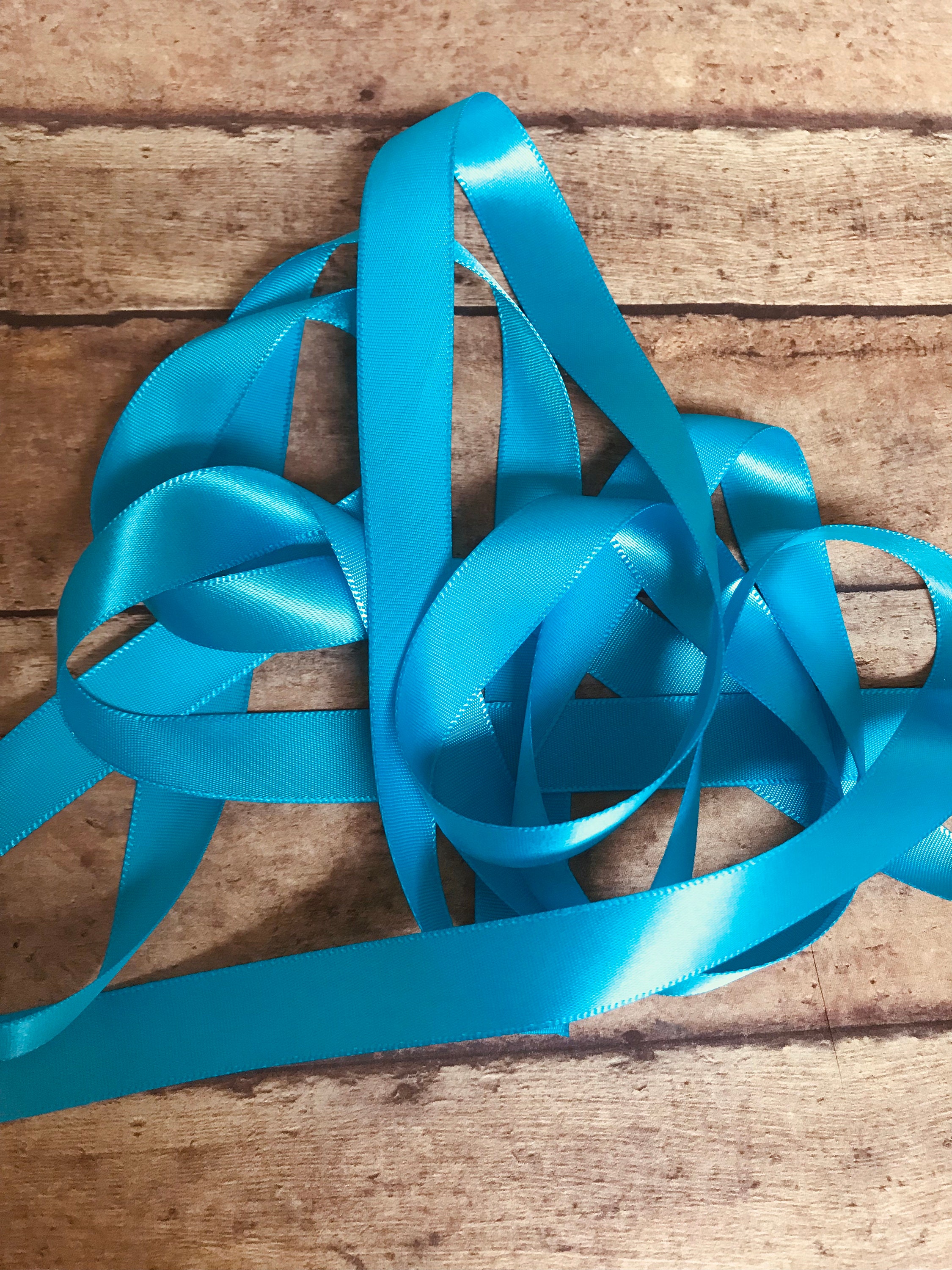Turquoise Ribbed Ribbon Bright Turquoise Satin Ribbon. 5/8” - Etsy