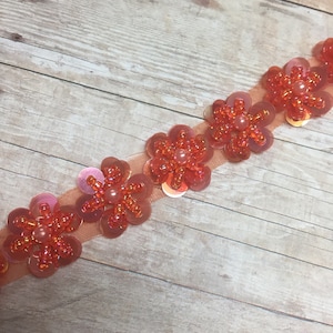 1 yard of Orange sequin trim,  orange sequin,  orange trimming,  orange dance trim