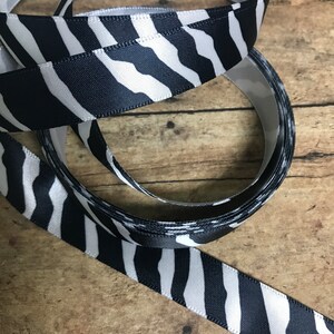 Satin zebra ribbon  5/8”.  Zebra print ribbon. Ribbon.  Animal print ribbon.